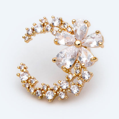 4pcs CZ Pave Garland Ear Posts, 18K Gold plated Brass, Flower Circle Stud Earrings (#GB-2130)