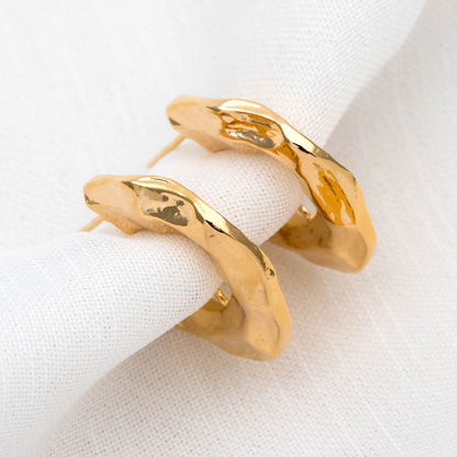 10pcs Gold Hammered Earring Posts 30mm, Geometric Round Stud Earring, Hammered Ear Findings (GB-2062)