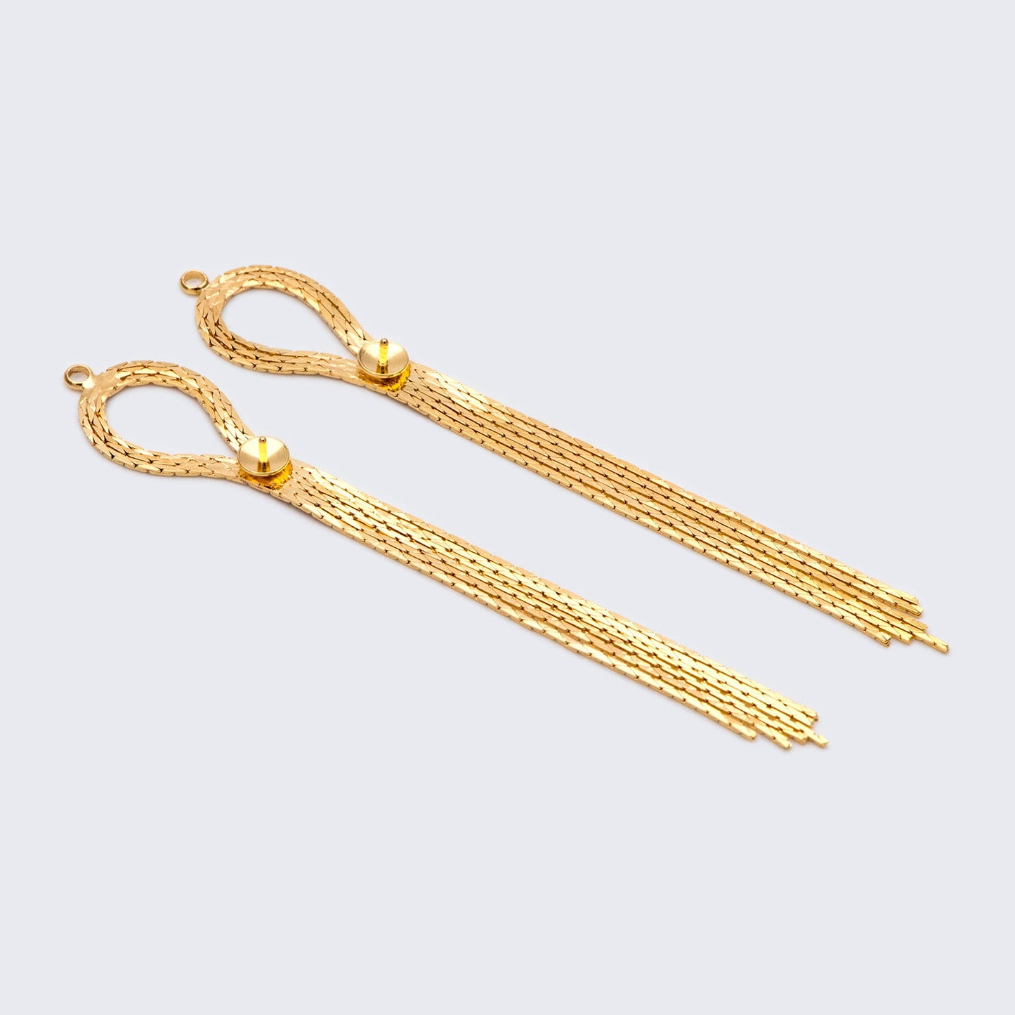 4pcs Gold Chain Long Tassels 83mm, 18K Gold plated Brass Tassel, Earring Charm Pendants (GB-1277-C)