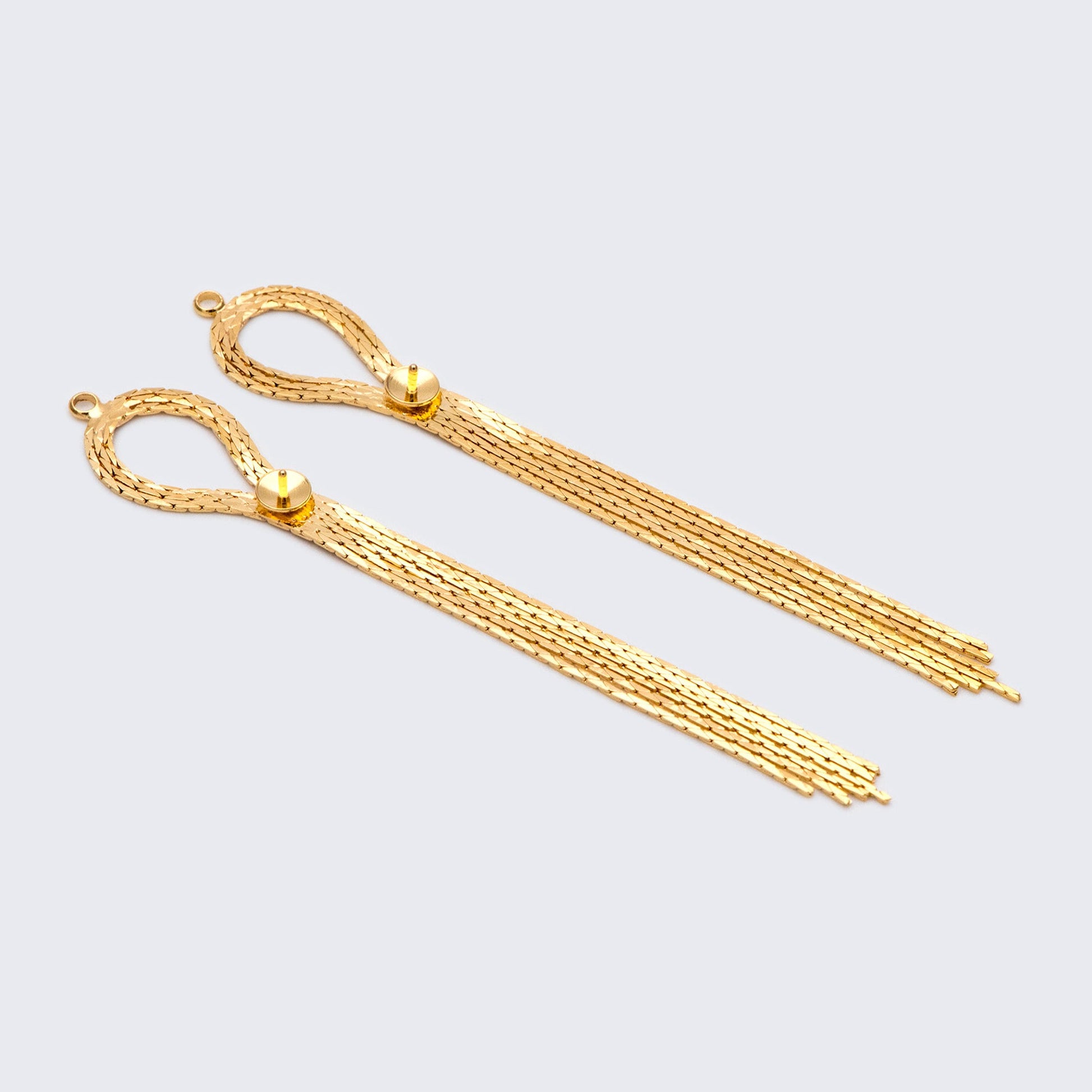 4pcs Gold Chain Long Tassels 83mm, 18K Gold plated Brass Tassel, Earring Charm Pendants (GB-1277-C)
