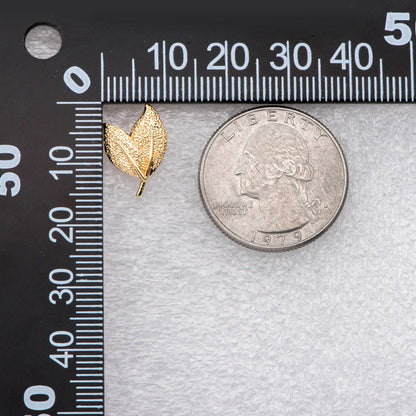 10pcs Gold Leaf Earring with Loop, 15x11mm, Gold Plated Brass Stud Earrings, DIY Ear Findings (GB-2145)