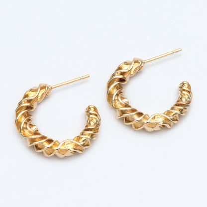 10pcs Gold Earring Studs 20mm, 18K Gold plated Brass, Round Circle Earring (GB-2146)