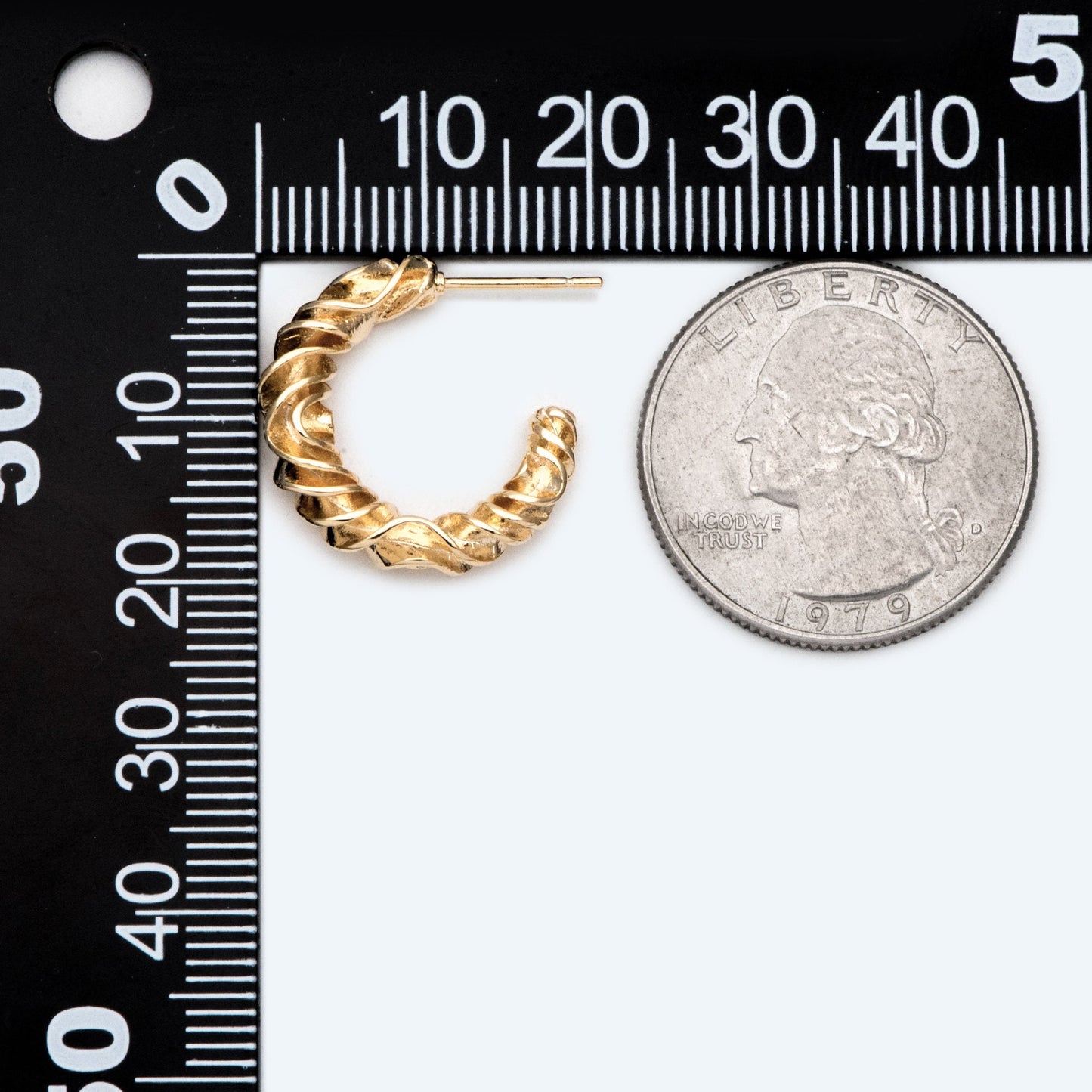 10pcs Gold Earring Studs 20mm, 18K Gold plated Brass, Round Circle Earring (GB-2146)