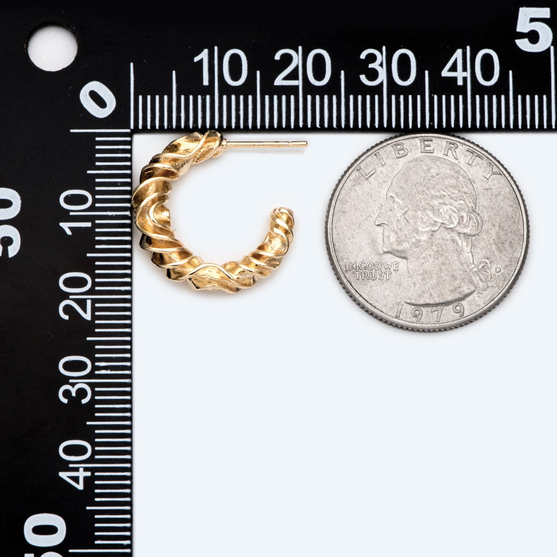 10pcs Gold Earring Studs 20mm, 18K Gold plated Brass, Round Circle Earring (GB-2146)