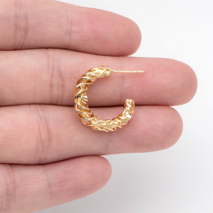 10pcs Gold Earring Studs 20mm, 18K Gold plated Brass, Round Circle Earring (GB-2146)