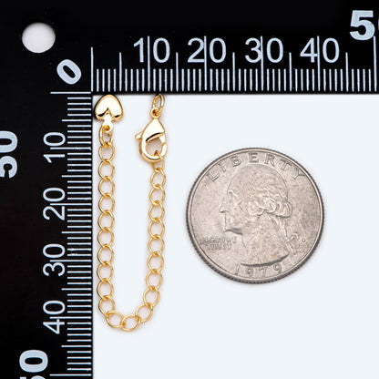 10pcs Lobster Claw Clasps with Extender Chain, Gold/ Rhodium plated Brass, Gold/ Silver tone Extension Chain (GB-100-F)