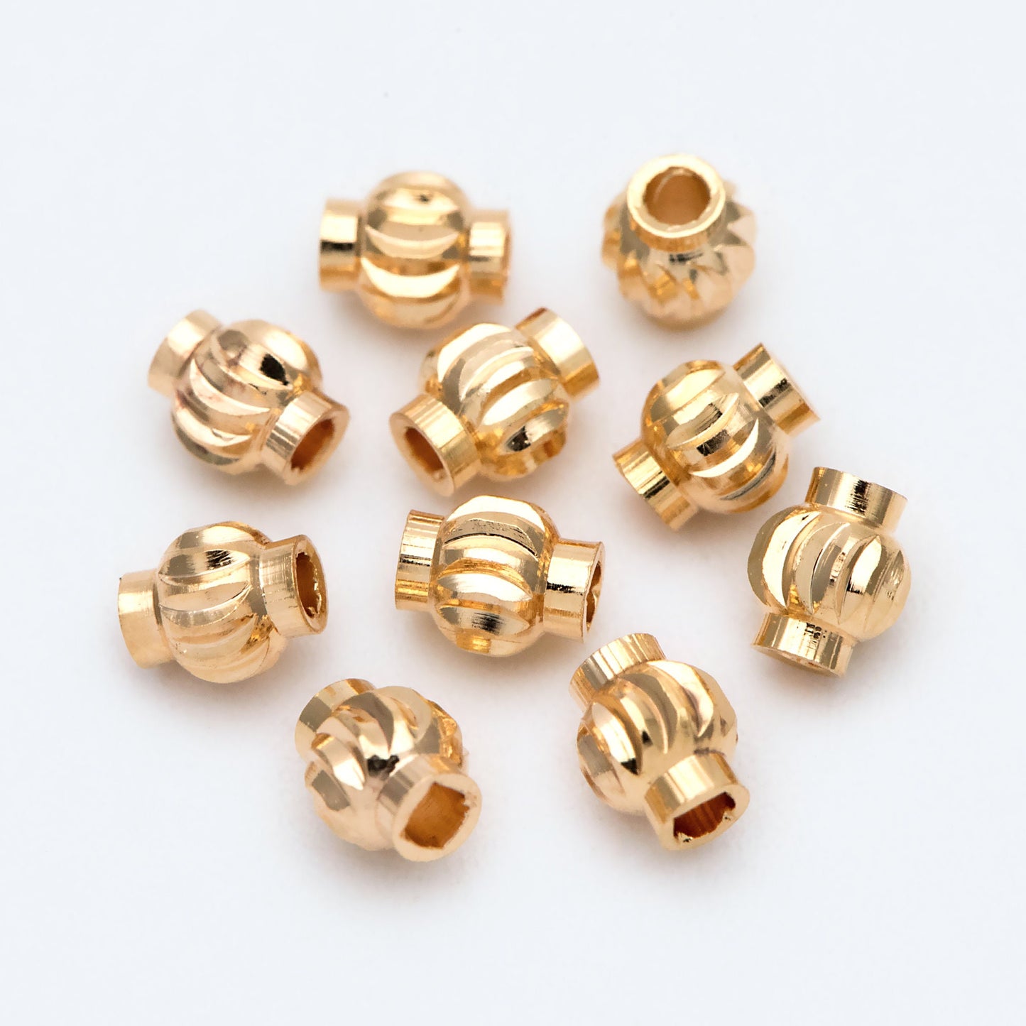 20pcs Gold plated Brass Lantern Beads, Rondelle Spacer Beads, Jewelry Making, Diy Material, Jewelry Supplies (GB-2092)