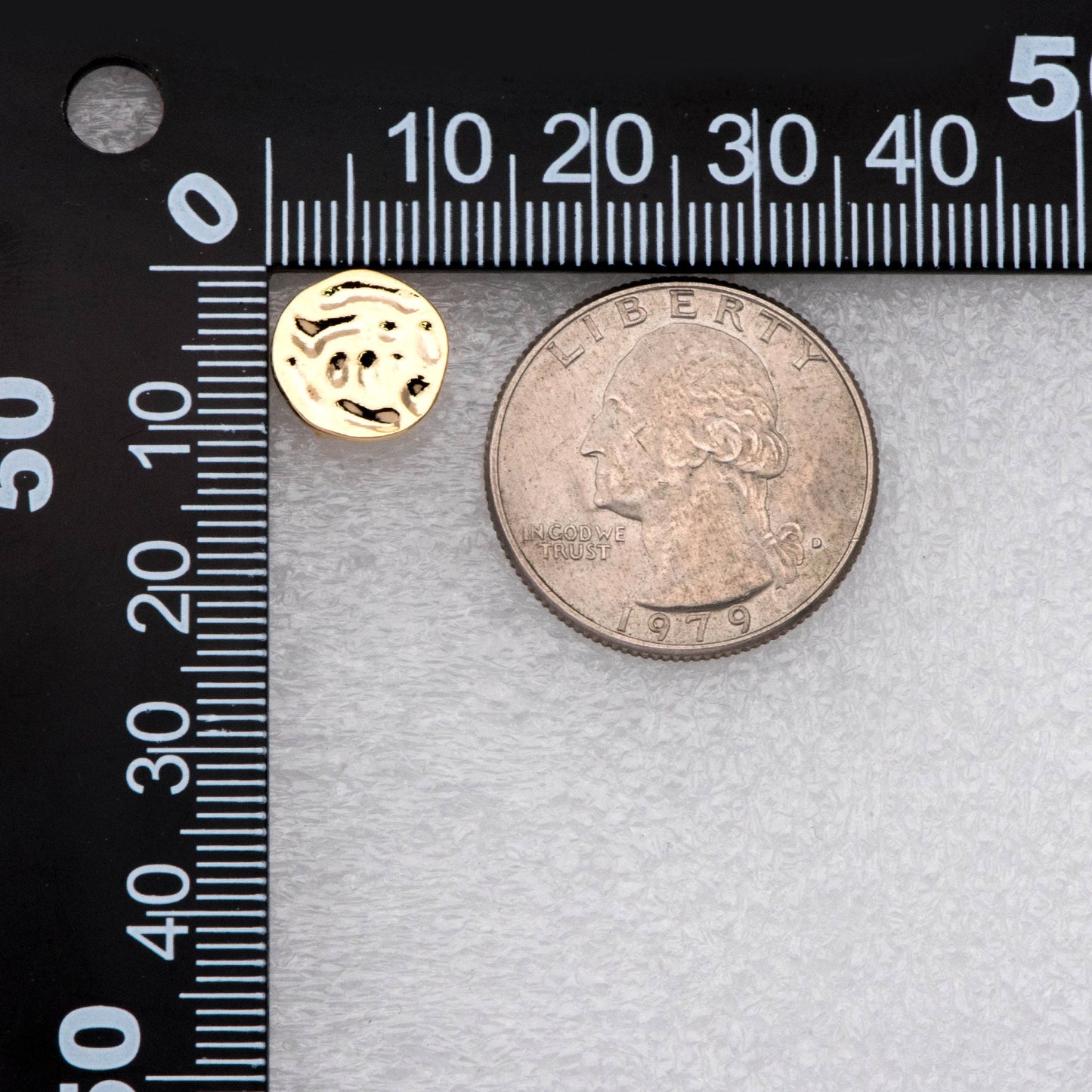 10pcs Gold Round Hammered Disc Ear Posts 11mm, 18K Gold plated Brass, Geometric Stud Earring Components (GB-2156)