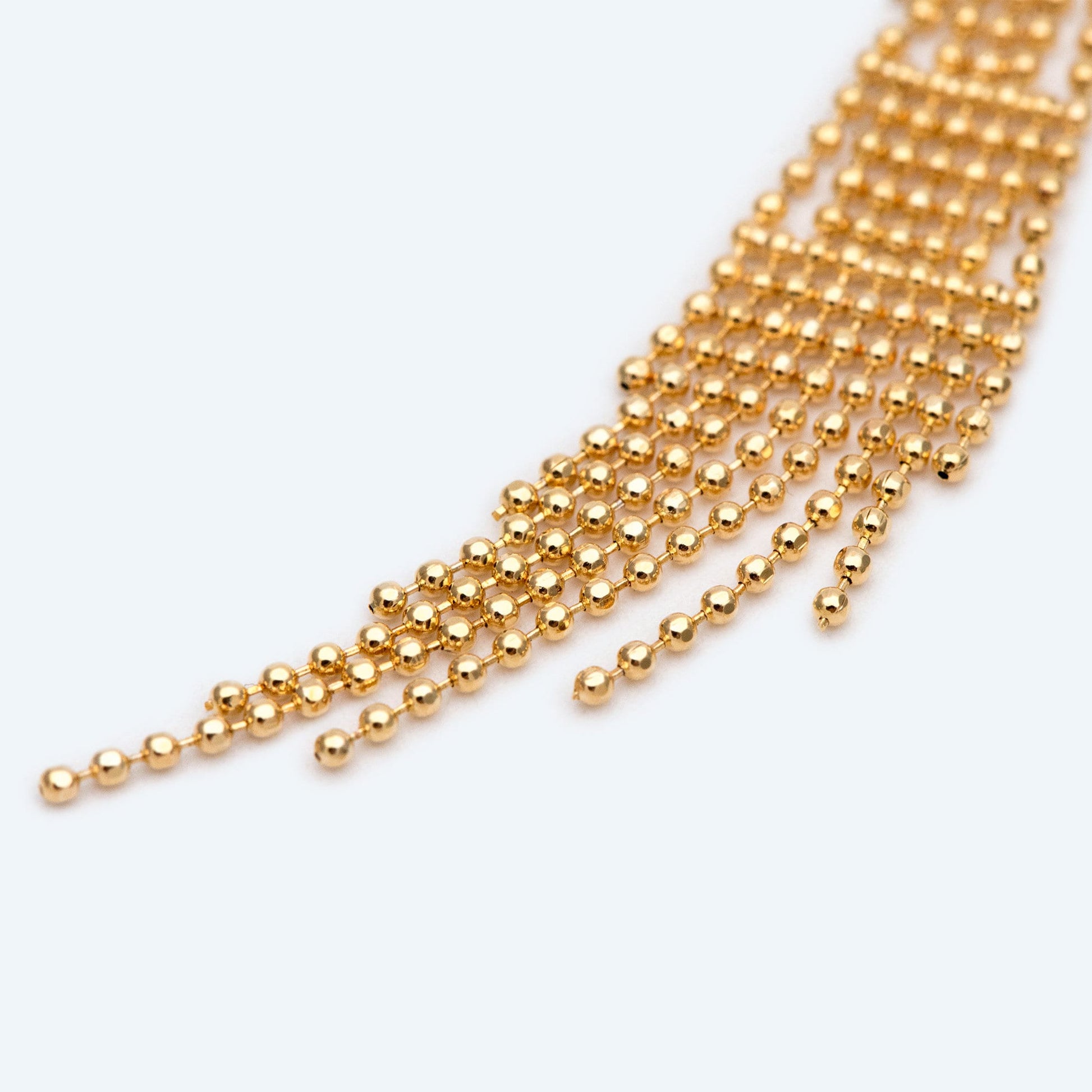 4pcs Gold Chain Tassels 68mm Long, Ball Chain Tassels，Earring Tassels (GB-945-E)