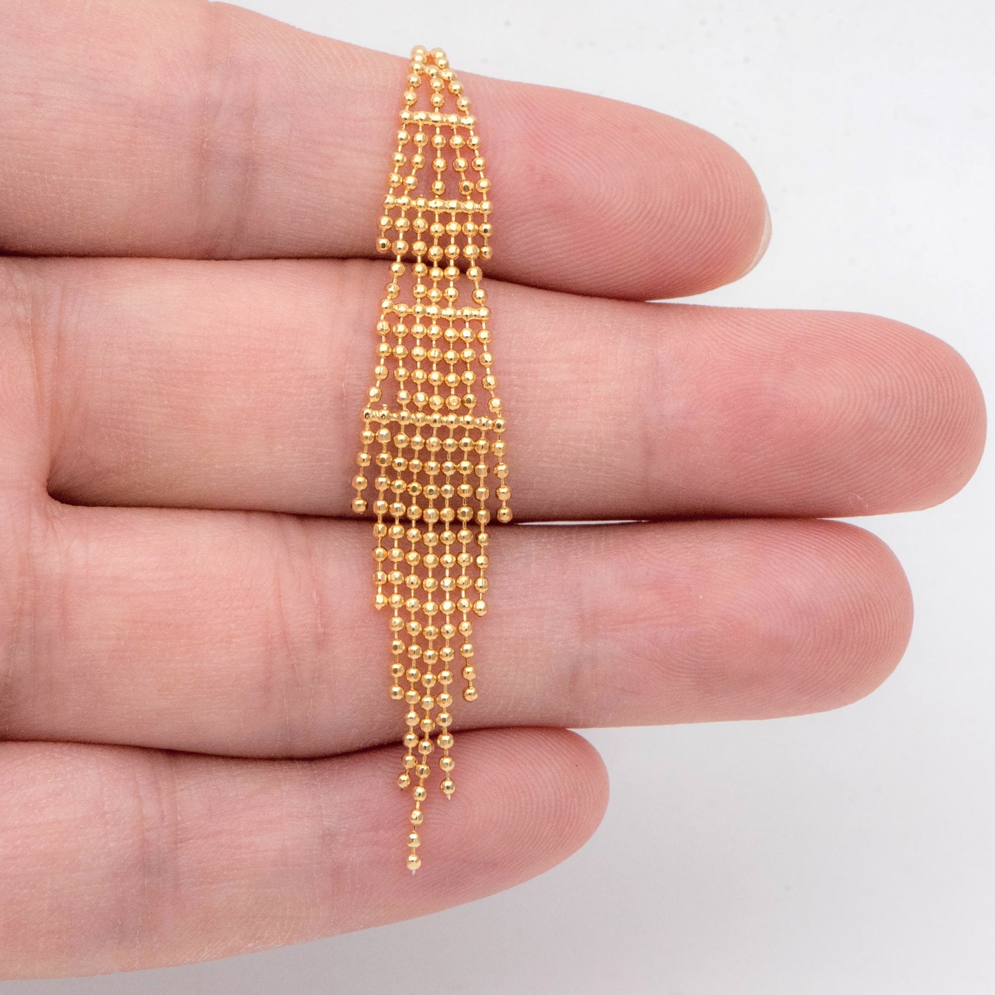 4pcs Gold Chain Tassels 68mm Long, Ball Chain Tassels，Earring Tassels (GB-945-E)