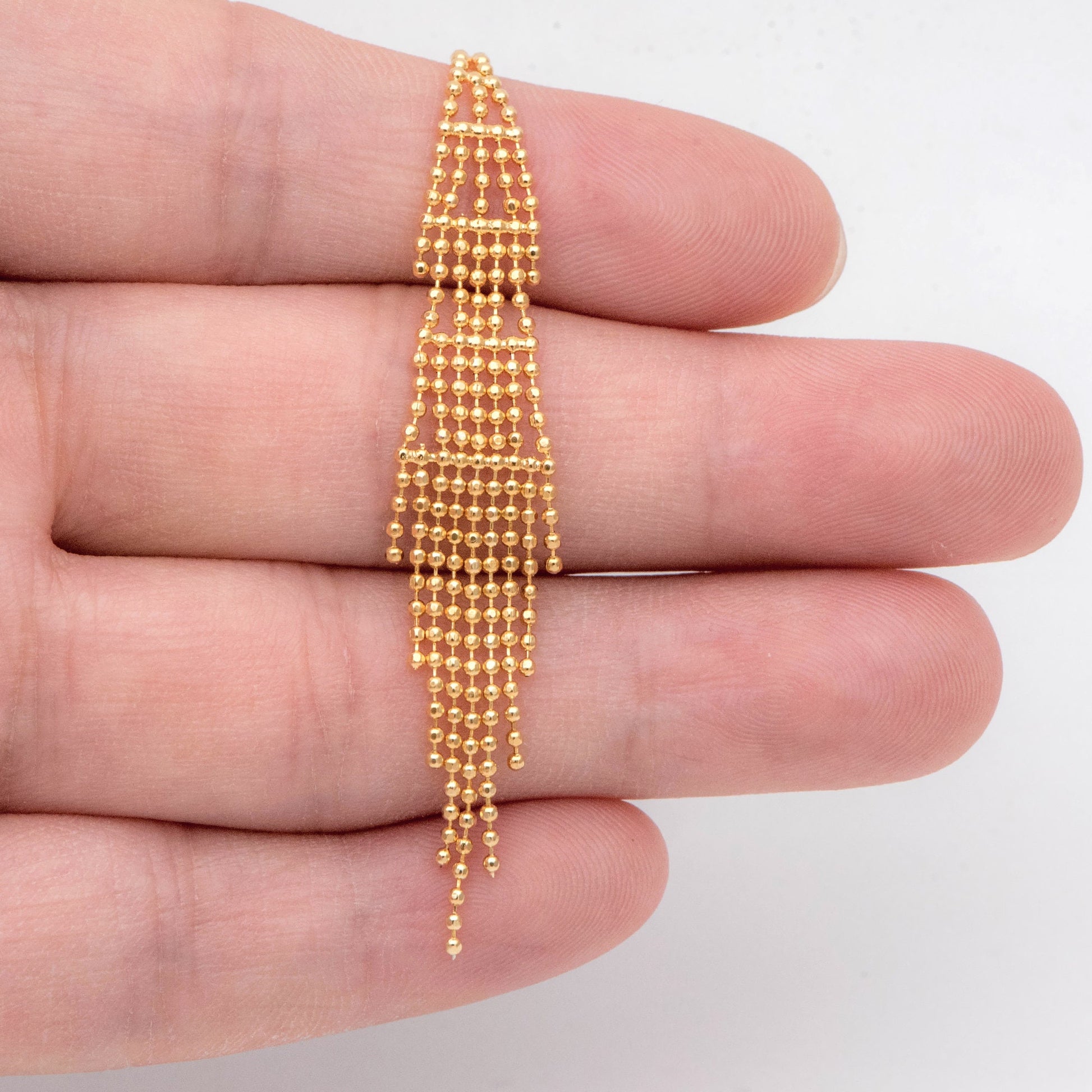 4pcs Gold Chain Tassels 68mm Long, Ball Chain Tassels，Earring Tassels (GB-945-E)