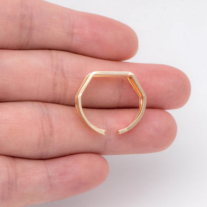4pcs Gold Finger Rings, Adjustable Rings, Dainty Geometric Rings, 18K Gold Plated Brass, Minimalist Rings (#GB-2166)