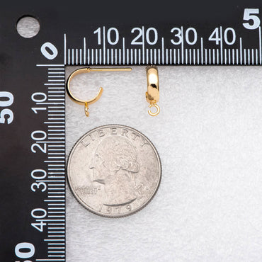 10pcs Gold/ Silver Tone Round Circle Ear Posts, Gold/ Rhodium plated Brass, Geometric Hoop Stud Earrings (GB-2169)