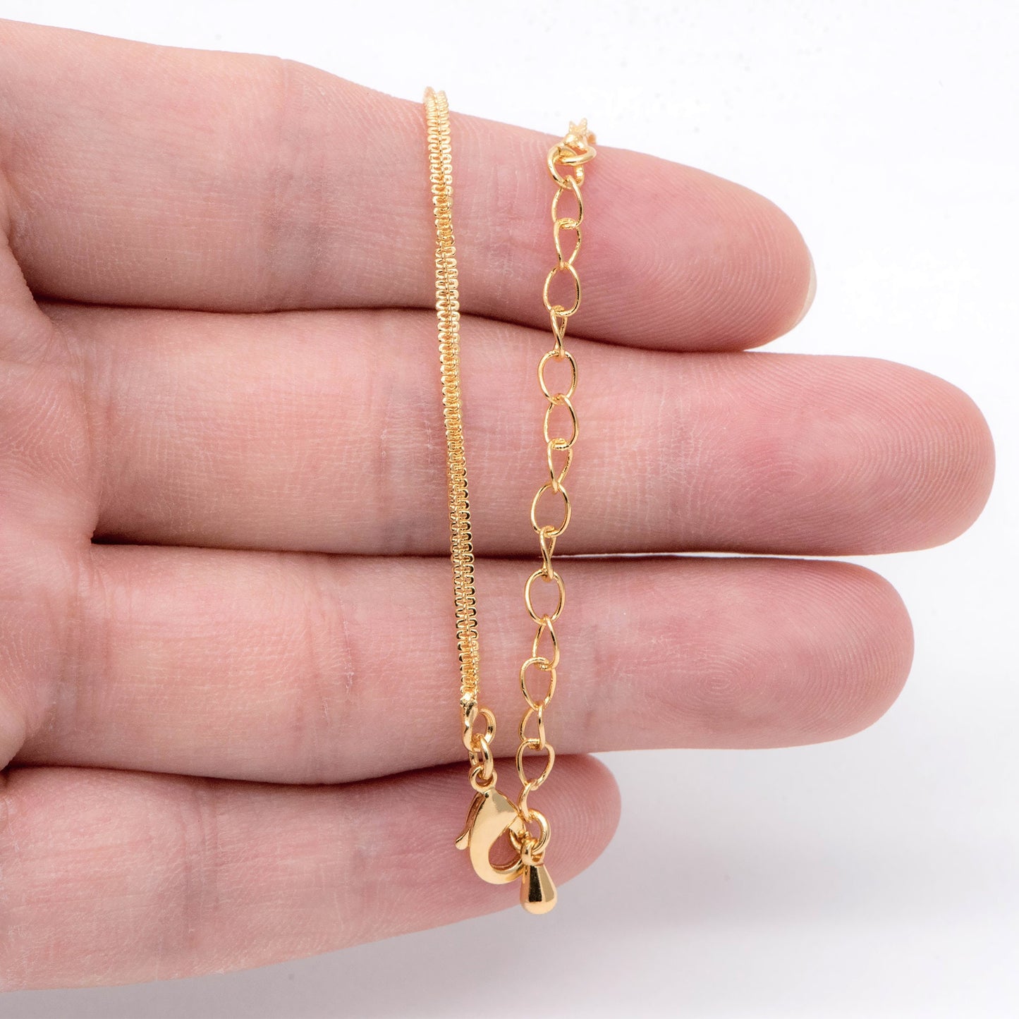 Gold plated Brass Chain Necklaces 1.8mm, Finished Necklace with Extender Chain, Ready to Wear 18-20 Inch Adjustable (#LK-465)