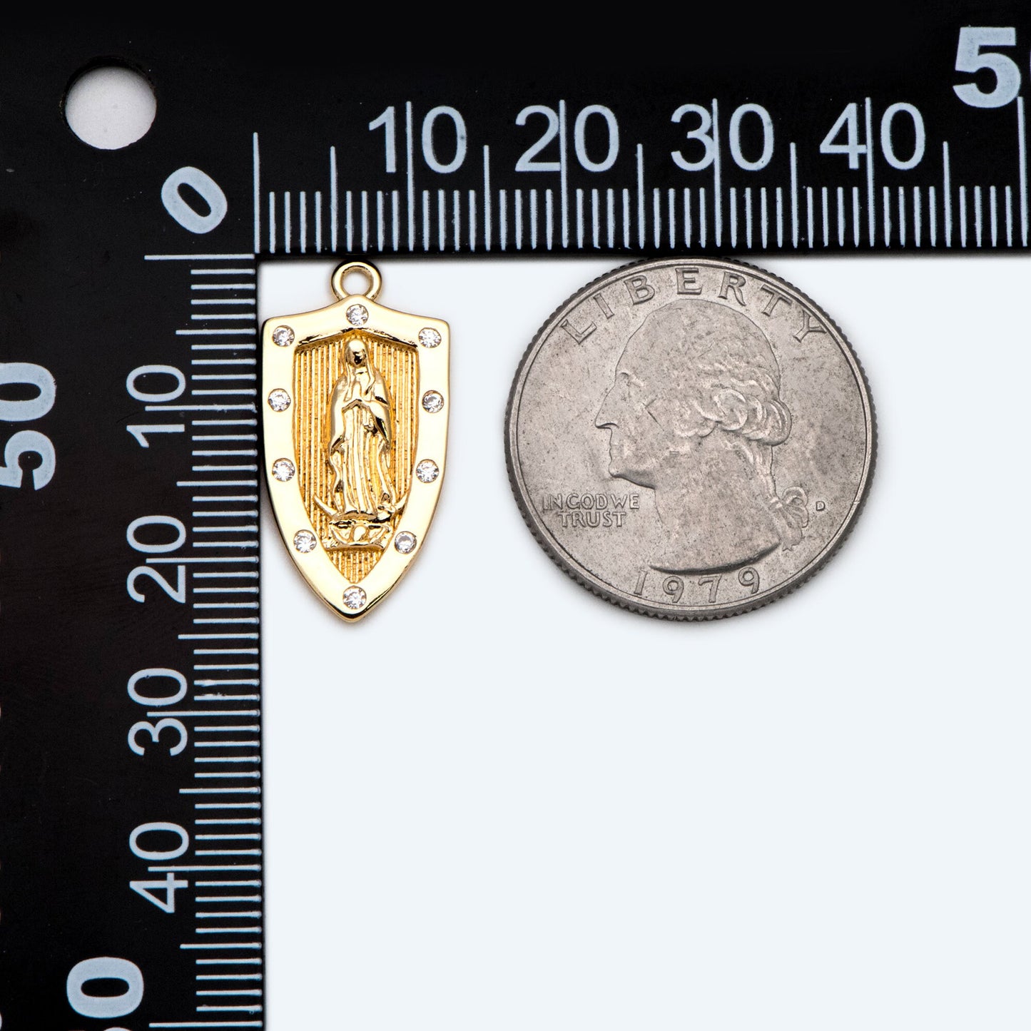 4pcs CZ pave Gold Hollow Virgin Mother Mary Pendants, Catholic Baptism Lady Guadalupe Charm, Medallion Religious Jewelry Craft (GB-4395-F)