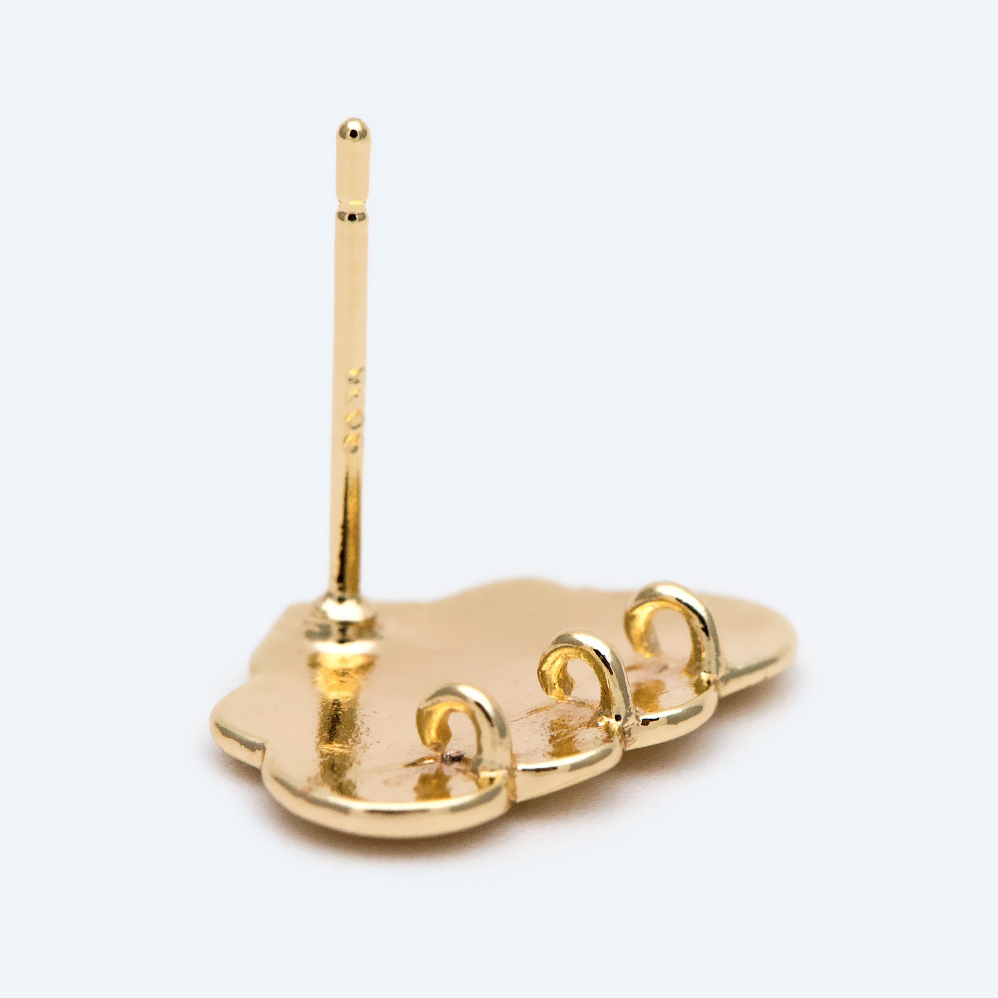 10pcs Brushed Gold Cloud Earrings, Stud Earring with loops, Gold plated Brass Ear Posts (#GB-2118)