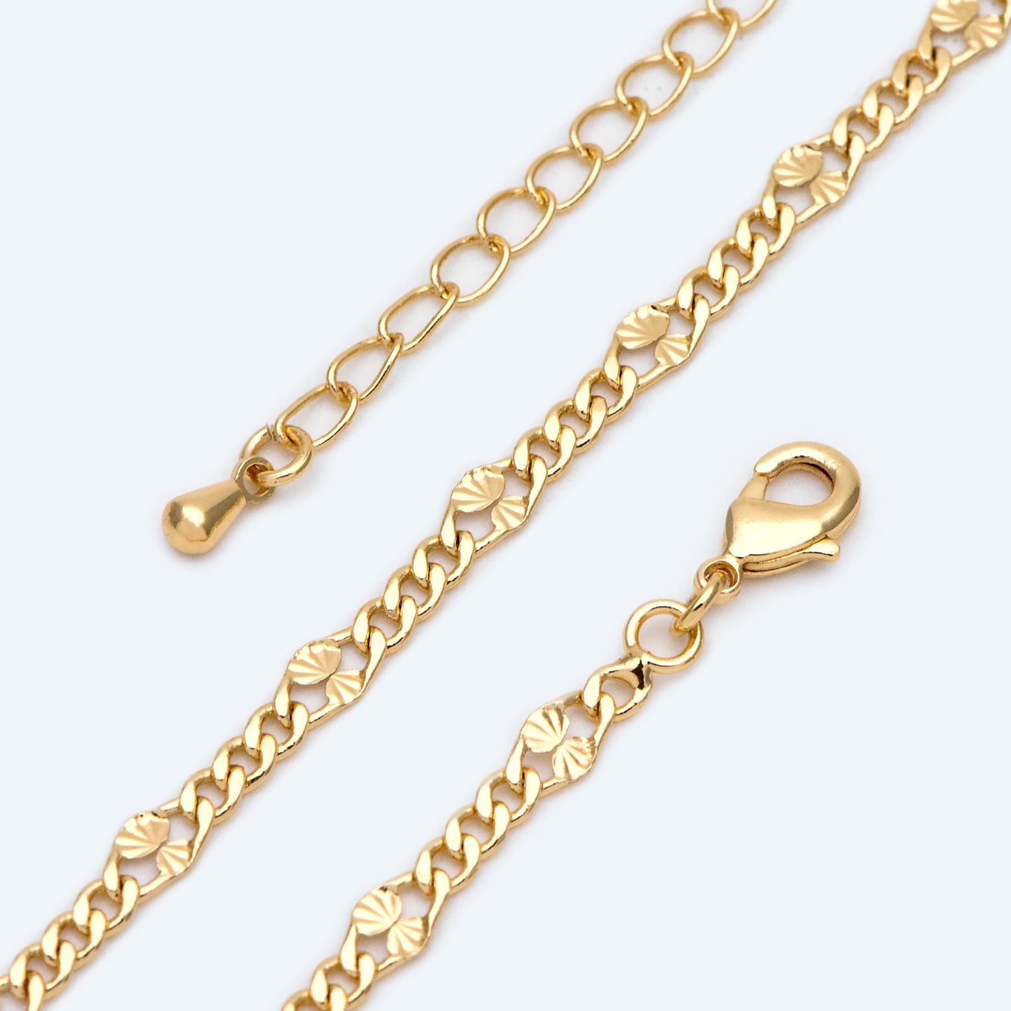 Curb Link Chain Necklaces 2.6mm Wide, Finished Necklace with Extender Chain, Ready to Wear, 18-20 Inch Adjustable (#LK-469)