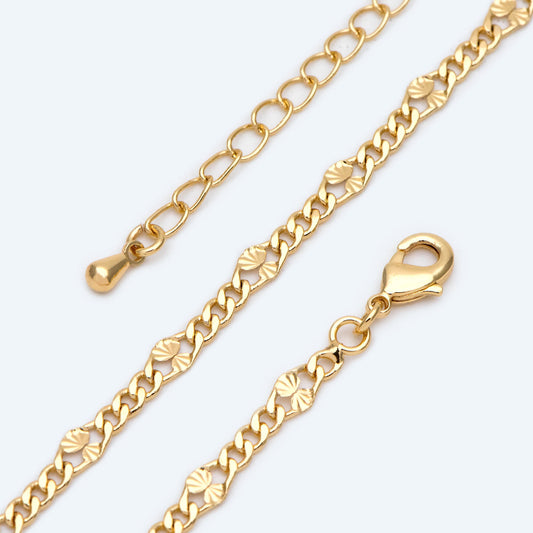 Curb Link Chain Necklaces 2.6mm Wide, Finished Necklace with Extender Chain, Ready to Wear, 18-20 Inch Adjustable (#LK-469)