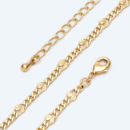 Curb Link Chain Necklaces 2.6mm Wide, Finished Necklace with Extender Chain, Ready to Wear, 18-20 Inch Adjustable (#LK-469)