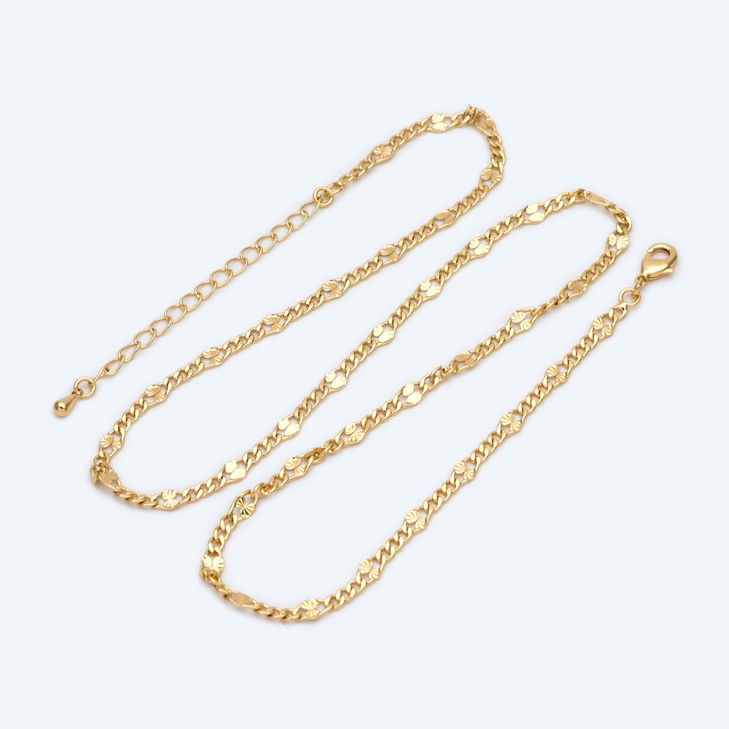 Curb Link Chain Necklaces 2.6mm Wide, Finished Necklace with Extender Chain, Ready to Wear, 18-20 Inch Adjustable (#LK-469)