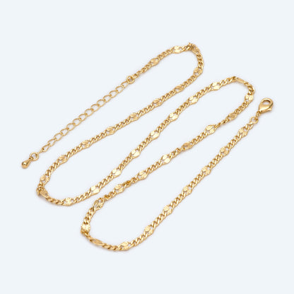 Curb Link Chain Necklaces 2.6mm Wide, Finished Necklace with Extender Chain, Ready to Wear, 18-20 Inch Adjustable (#LK-469)