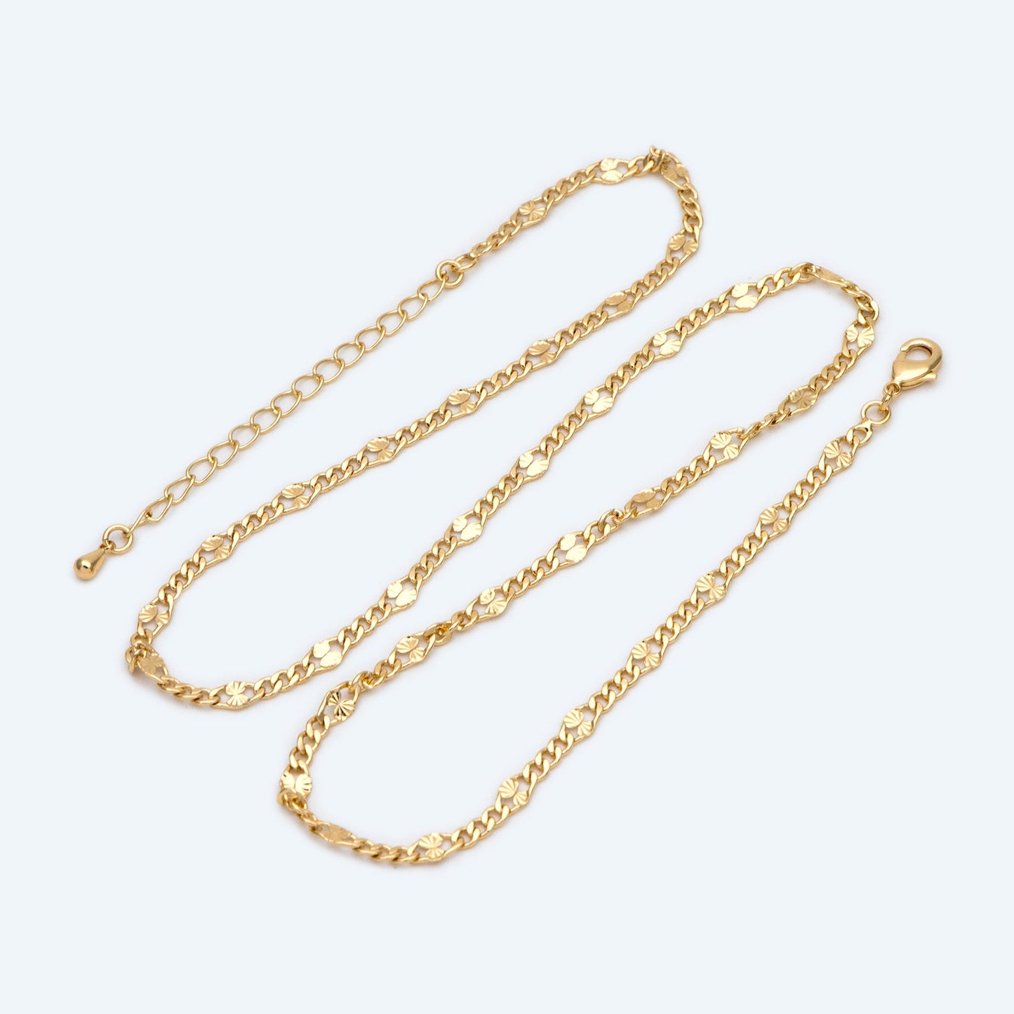 Curb Link Chain Necklaces 2.6mm Wide, Finished Necklace with Extender Chain, Ready to Wear, 18-20 Inch Adjustable (#LK-469)