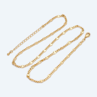 Curb Link Chain Necklaces 2.6mm Wide, Finished Necklace with Extender Chain, Ready to Wear, 18-20 Inch Adjustable (#LK-469)