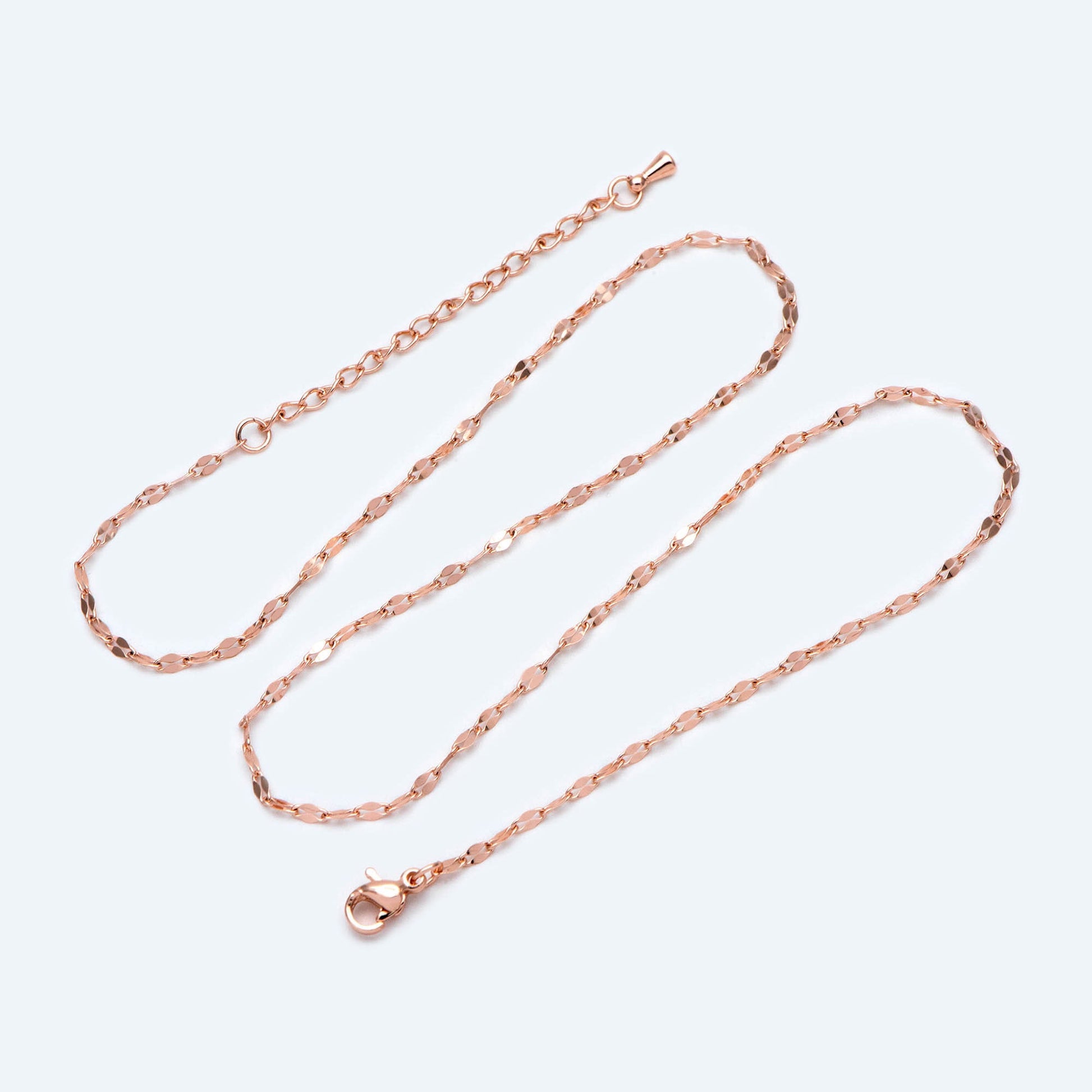 Rose Gold plated Stainless Steel Necklaces 2mm, Adjustable Necklace 16-18 Inch, Ready to Wear (#LK-450-2)