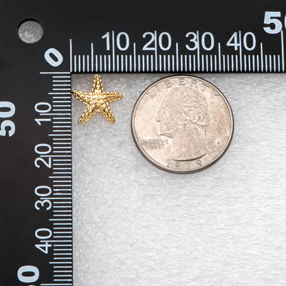 10pcs Gold Starfish Earring with Loop, Real Gold Plated Brass Star Stud Earrings (#GB-2189)