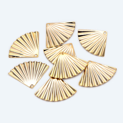 10pcs Gold Fan Charms, Earring Findings, Jewelry Making, Diy Material, Jewelry Supplies (GB-2195)