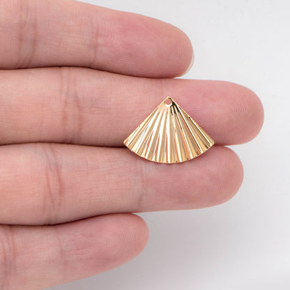 10pcs Gold Fan Charms, Earring Findings, Jewelry Making, Diy Material, Jewelry Supplies (GB-2195)