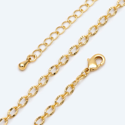 Gold Oval Chain Necklace, Finished Necklace with Extender Chain, Ready to Wear 18-20 Inch Adjustable (#LK-471)