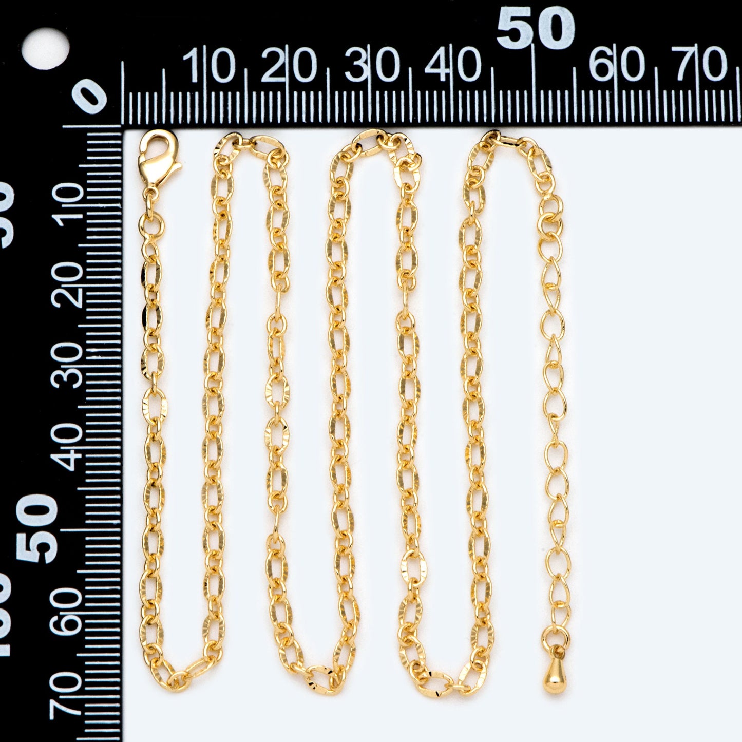 Gold Oval Chain Necklace, Finished Necklace with Extender Chain, Ready to Wear 18-20 Inch Adjustable (#LK-471)