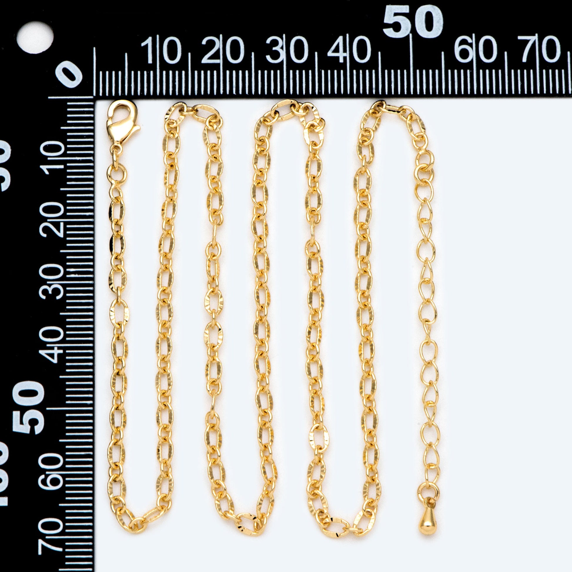Gold Oval Chain Necklace, Finished Necklace with Extender Chain, Ready to Wear 18-20 Inch Adjustable (#LK-471)