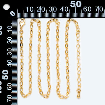 Gold Oval Chain Necklace, Finished Necklace with Extender Chain, Ready to Wear 18-20 Inch Adjustable (#LK-471)