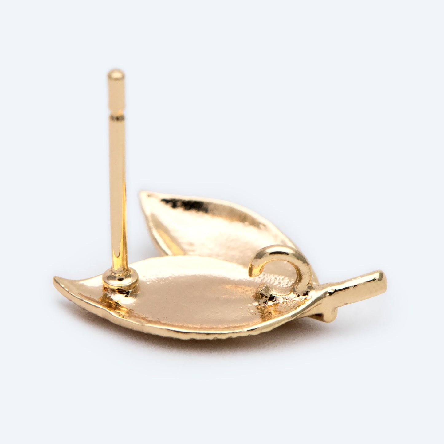 10pcs Gold Leaf Earring with Loop, 15x11mm, Gold Plated Brass Stud Earrings, DIY Ear Findings (GB-2145)