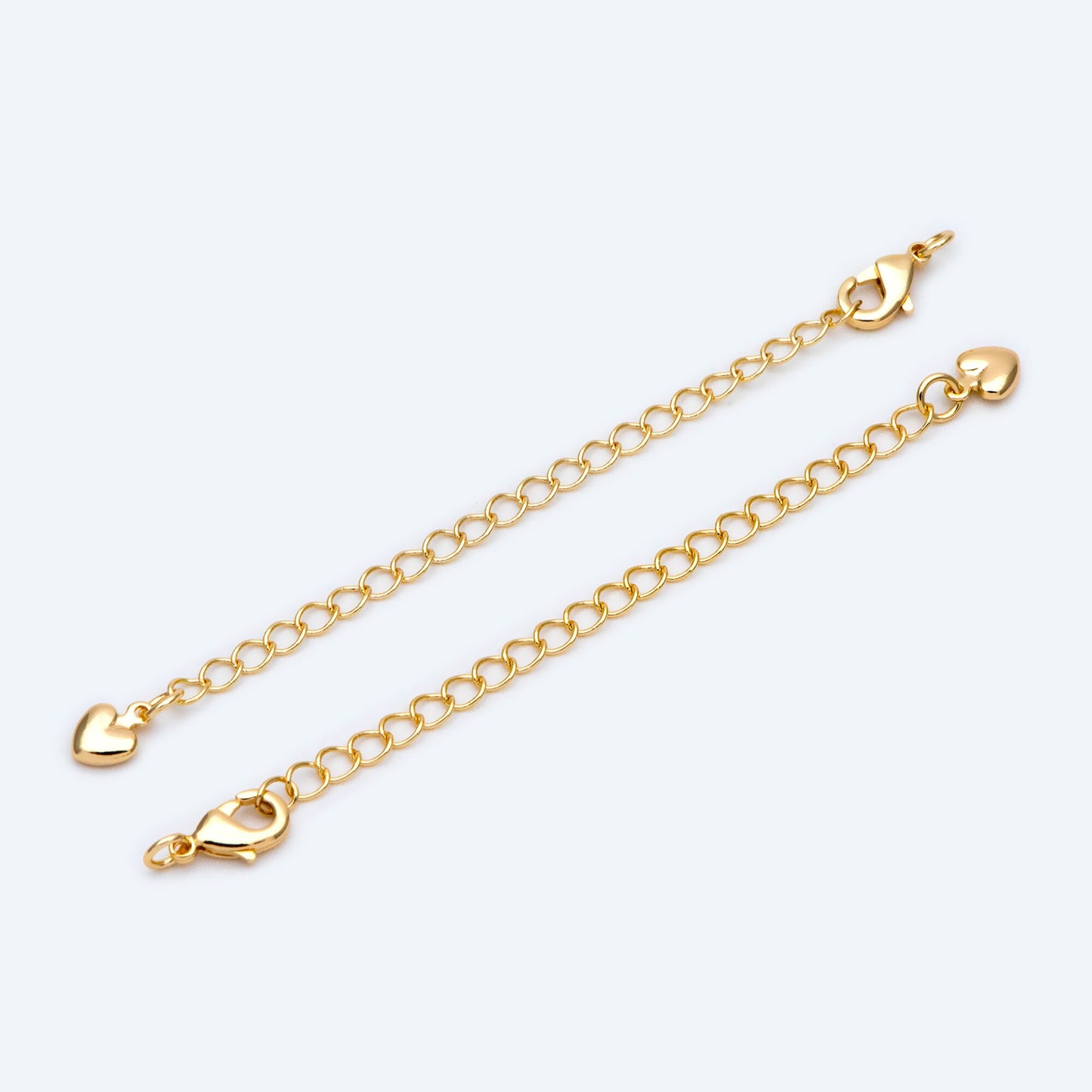 10pcs Lobster Claw Clasps with Extender Chain, Gold/ Rhodium plated Brass, Gold/ Silver tone Extension Chain (GB-100-F)