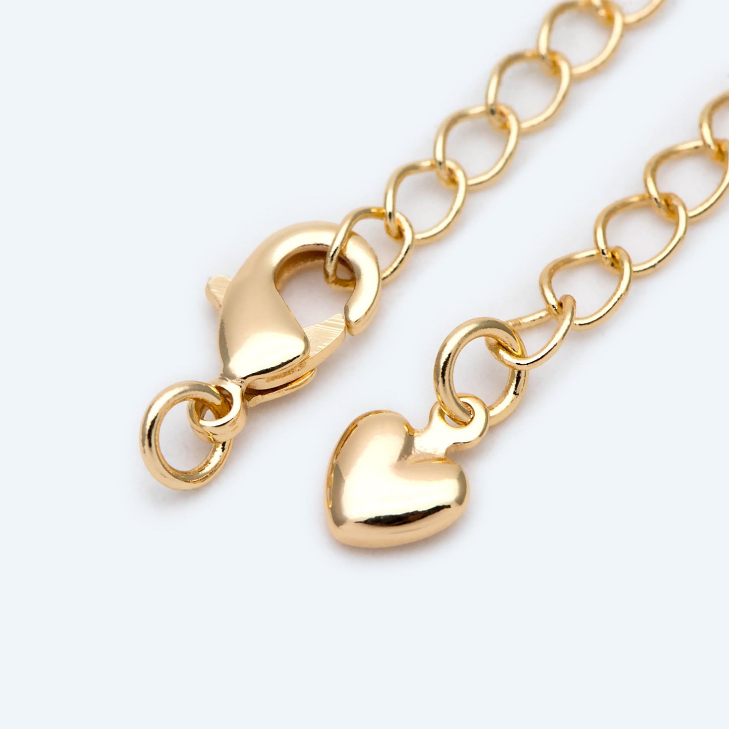 10pcs Lobster Claw Clasps with Extender Chain, Gold/ Rhodium plated Brass, Gold/ Silver tone Extension Chain (GB-100-F)