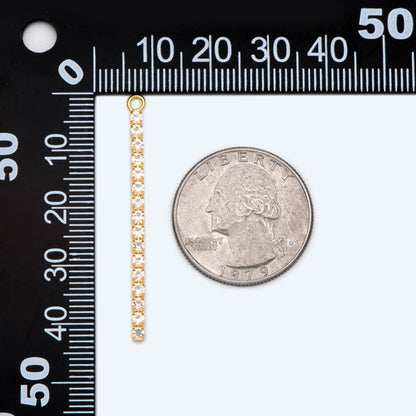 4pcs CZ Pave Gold Chain Charms 43mm, Earring Threader Components, Earwire Thread Pendants (GB-1234-A)