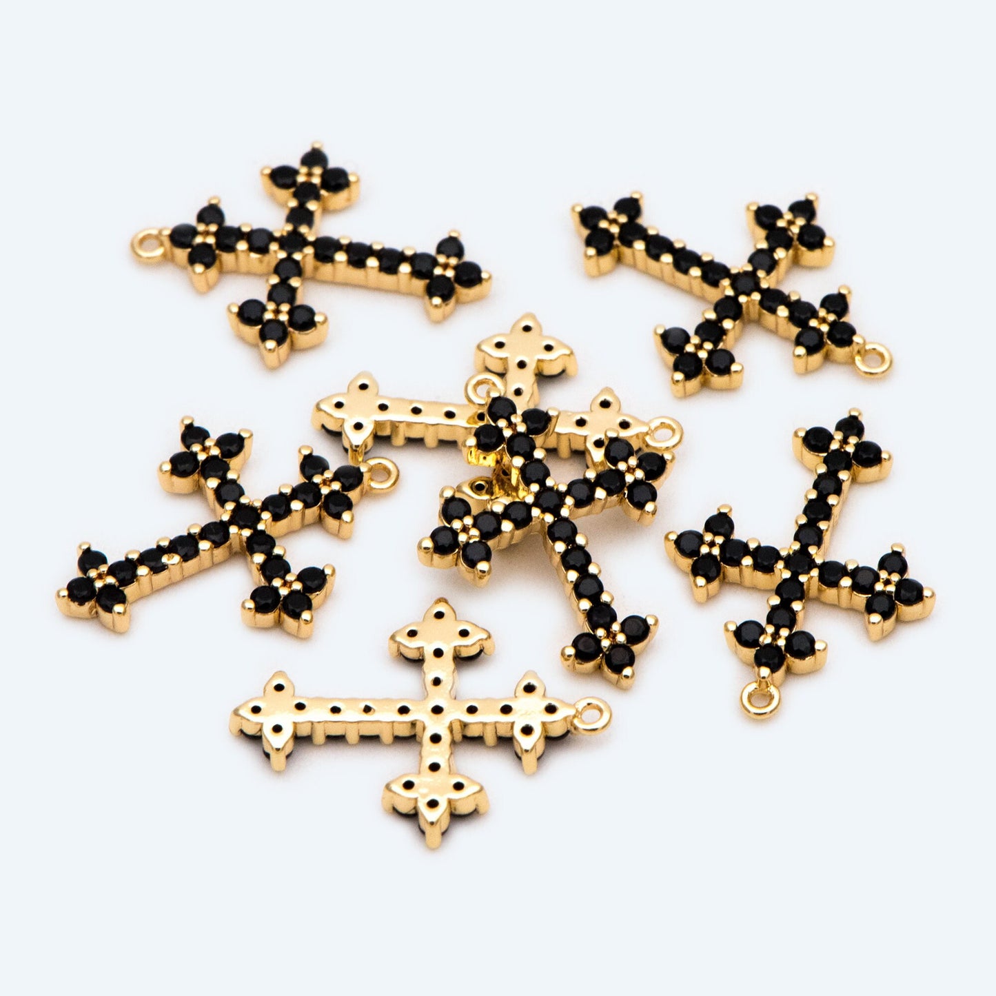 4pcs micro pave Cross Charm,16x12mm, Black CZ paved Cross Pendants (GB-2731-K)