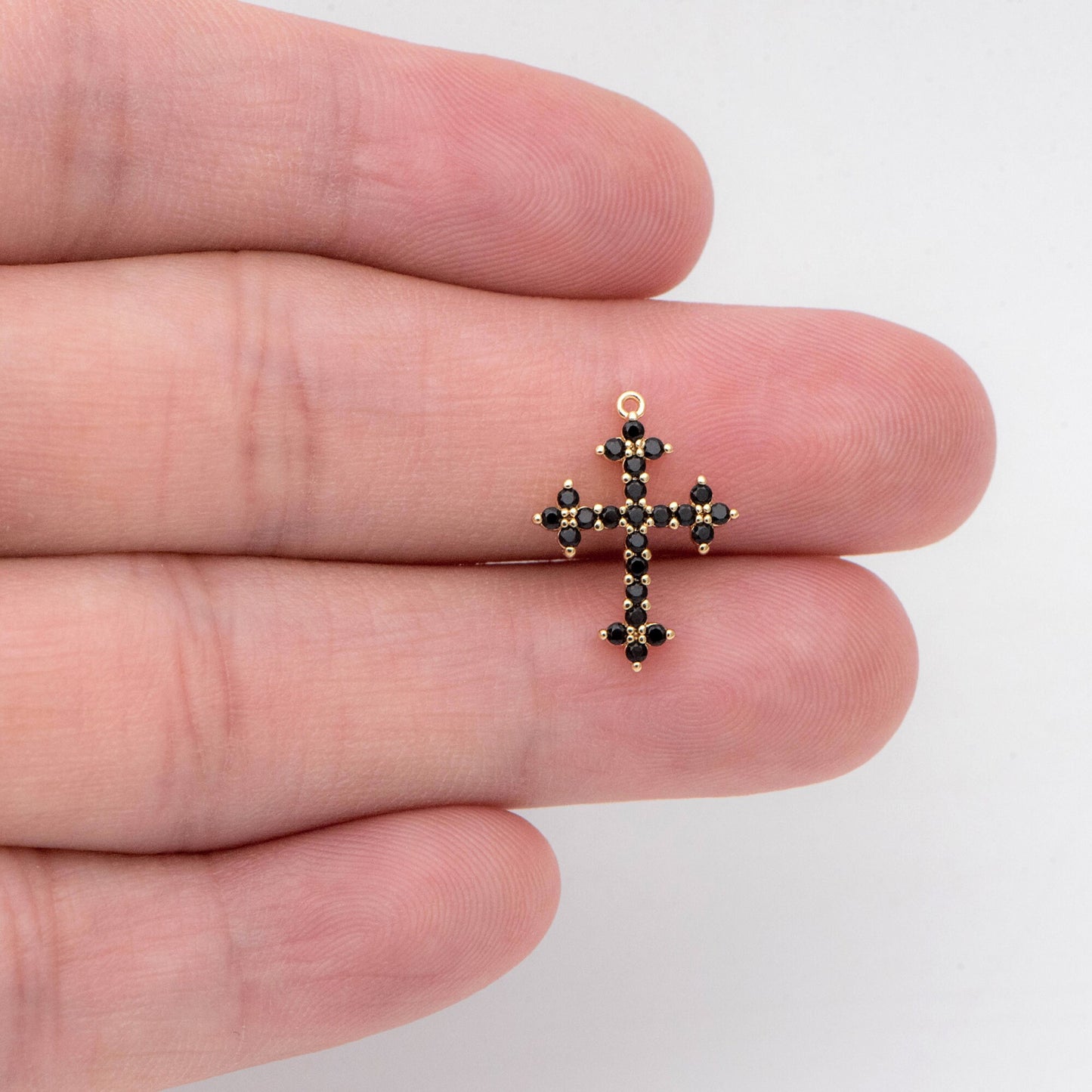 4pcs micro pave Cross Charm,16x12mm, Black CZ paved Cross Pendants (GB-2731-K)