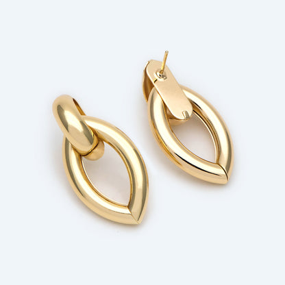 4pcs Gold/ Silver Tone Thick Tube Hoops, Marquise Earrings, Hollow Hoop Earrings, Chunky Hoops, Light Hoops (GB-2212)