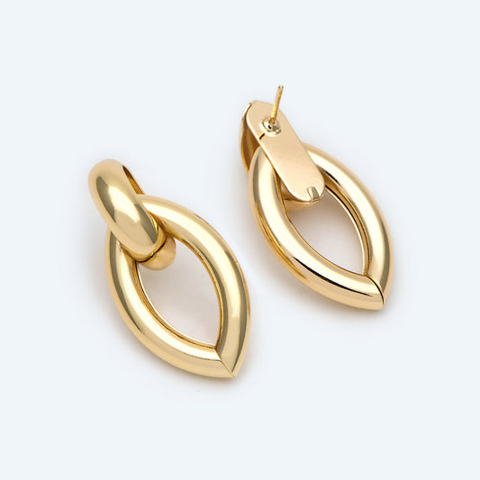 4pcs Gold/ Silver Tone Thick Tube Hoops, Marquise Earrings, Hollow Hoop Earrings, Chunky Hoops, Light Hoops (GB-2212)