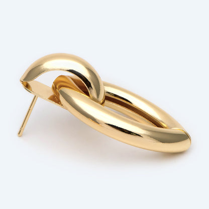 4pcs Gold/ Silver Tone Thick Tube Hoops, Marquise Earrings, Hollow Hoop Earrings, Chunky Hoops, Light Hoops (GB-2212)