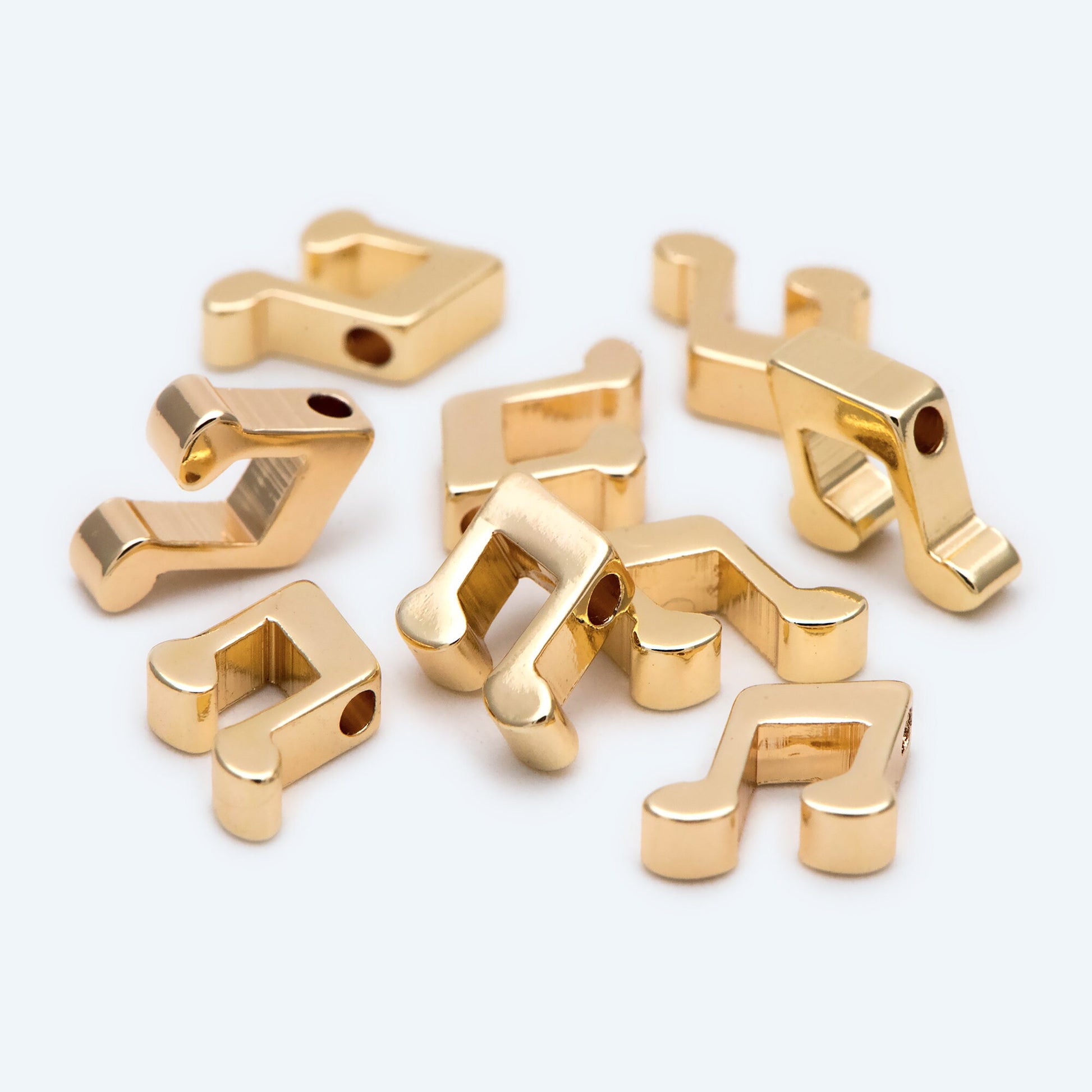 10pcs Gold plated Brass Music Note Spacer Beads, Jewelry Making, Diy Material, Jewelry Supplies (GB-2215)