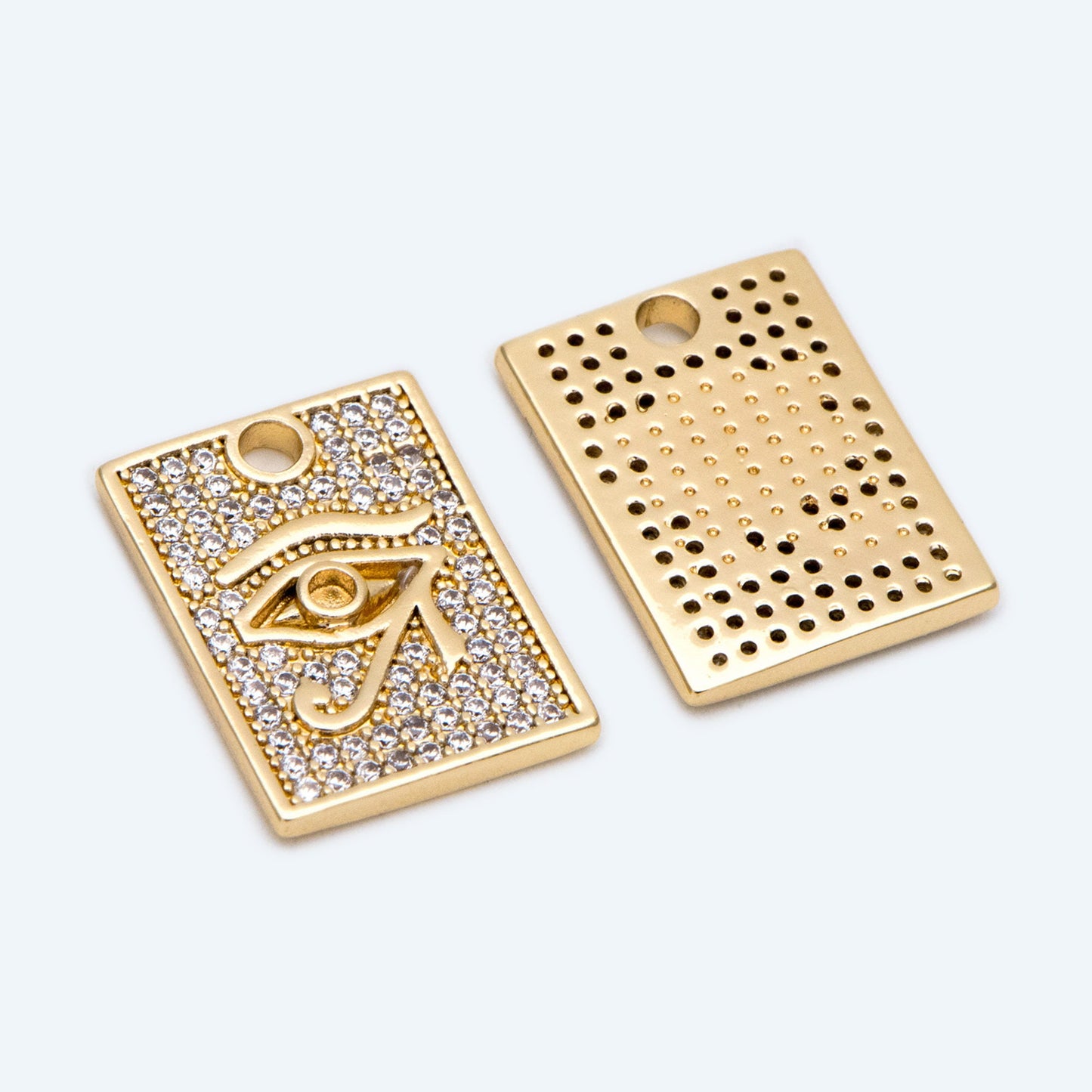 4pcs CZ Pave Evil Eye Rectangle Charm Pendant, Jewelry Making, Diy Material, Jewelry Supplies (GB-1527-D)