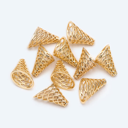 10pcs Gold Bead Caps, Gold plated Brass Tassel Caps, Jewelry Making, Diy Material, Jewelry Supplies (GB-2228)