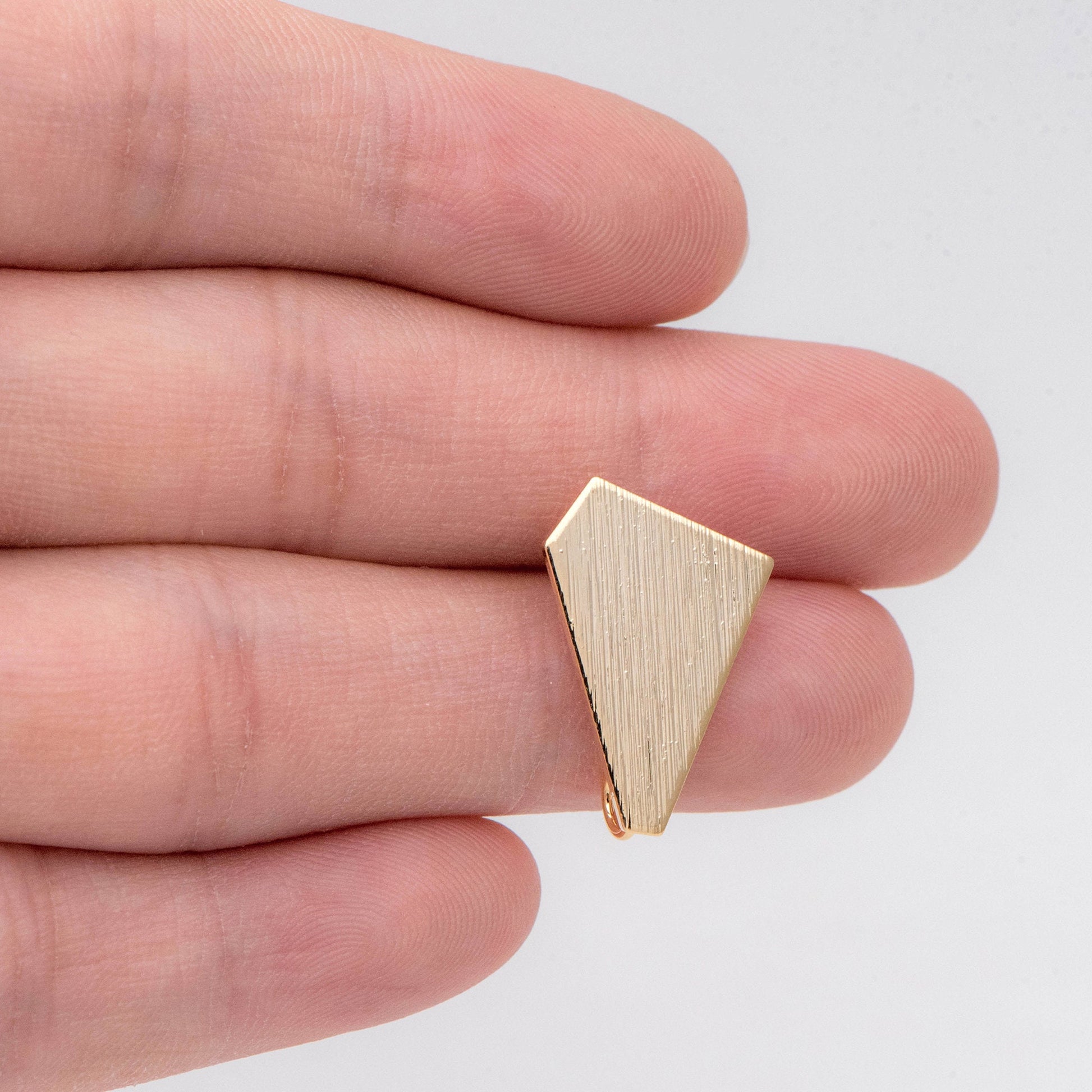 10pcs Brushed gold Ear Posts with Loops, Gold Plated Brass Geometric Earring Studs (GB-527)