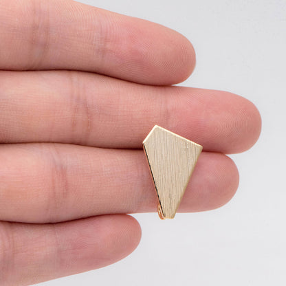 10pcs Brushed gold Ear Posts with Loops, Gold Plated Brass Geometric Earring Studs (GB-527)