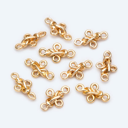 10pcs Gold Knot Link, Earring Connectors, Necklace Pendants, Gold plated Brass (GB-2158)